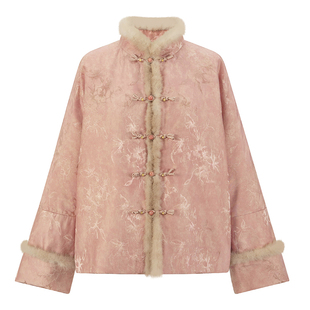 莨西子新中式轻国风绝美穿搭贵气棉服外套女桑蚕丝棉衣棉袄秋冬