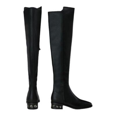 诺贝达时尚时装靴粗跟纯色女鞋鞋