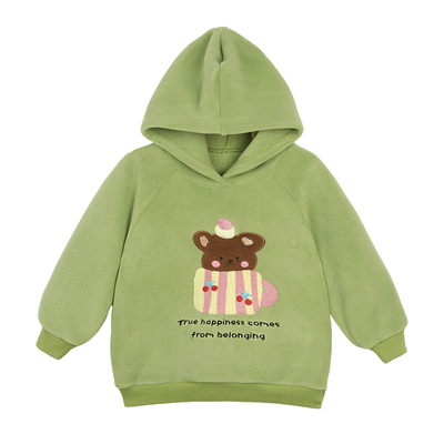 陈大猪小O宝Okids宝宝连帽卫衣女加绒中长款2026冬女宝摇粒绒上衣