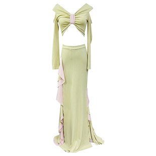 【清仓价】歌立祺肚皮舞练功服露肩荷叶边半裙性感套装舞蹈表演服