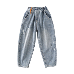 男童加绒牛仔裤秋冬款2025新款冬季儿童裤子大男孩直筒长裤一体绒