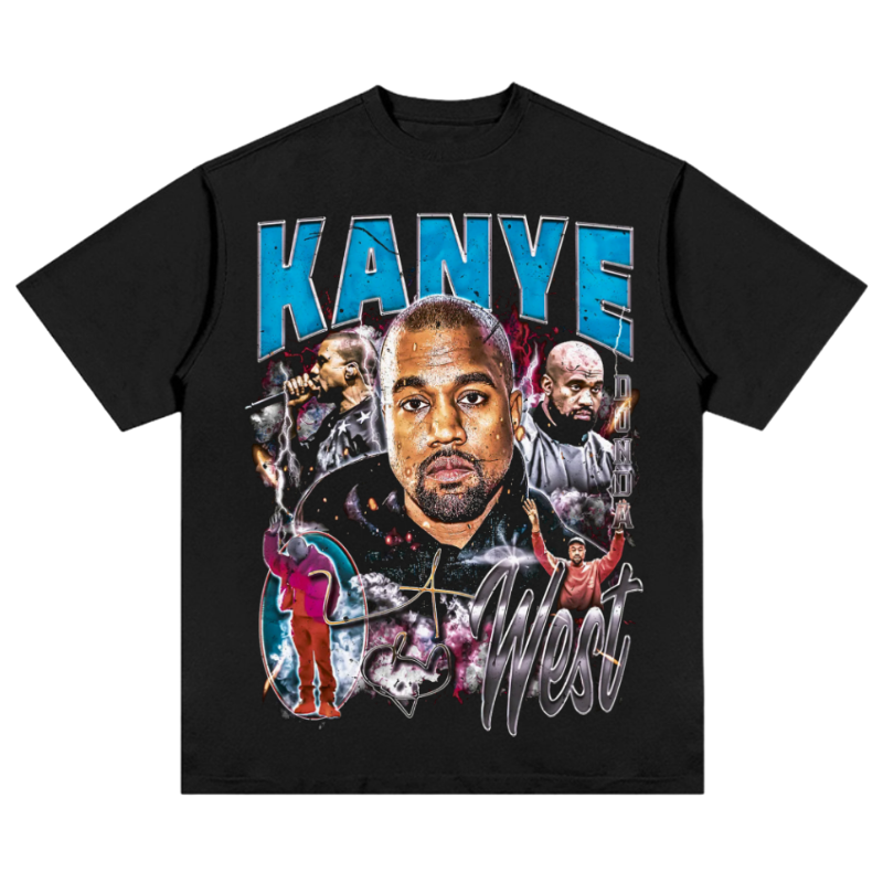 Kanye侃爷嘻哈HIPHOP欧美印花rapper短袖说唱T恤宽松饶舌上衣男女