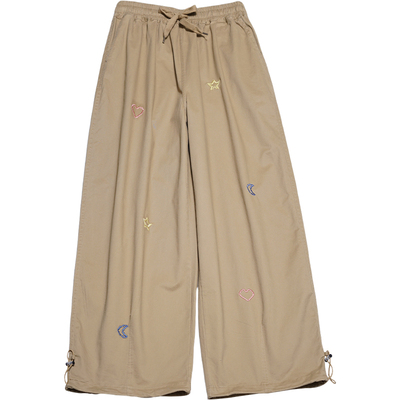 STILLYOU复古彩线条刺绣哈伦长裤