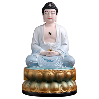 陶瓷古莲释迦牟尼佛家用客厅摆件