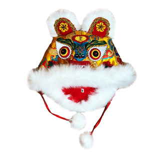 [壹和织道]陕西传统纯手工刺绣宝宝云锦虎头帽婴儿满月周岁老虎头