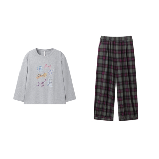 安之伴【巨柔软】睡衣女款春秋季纯棉家居服宽松休闲长袖早秋套装