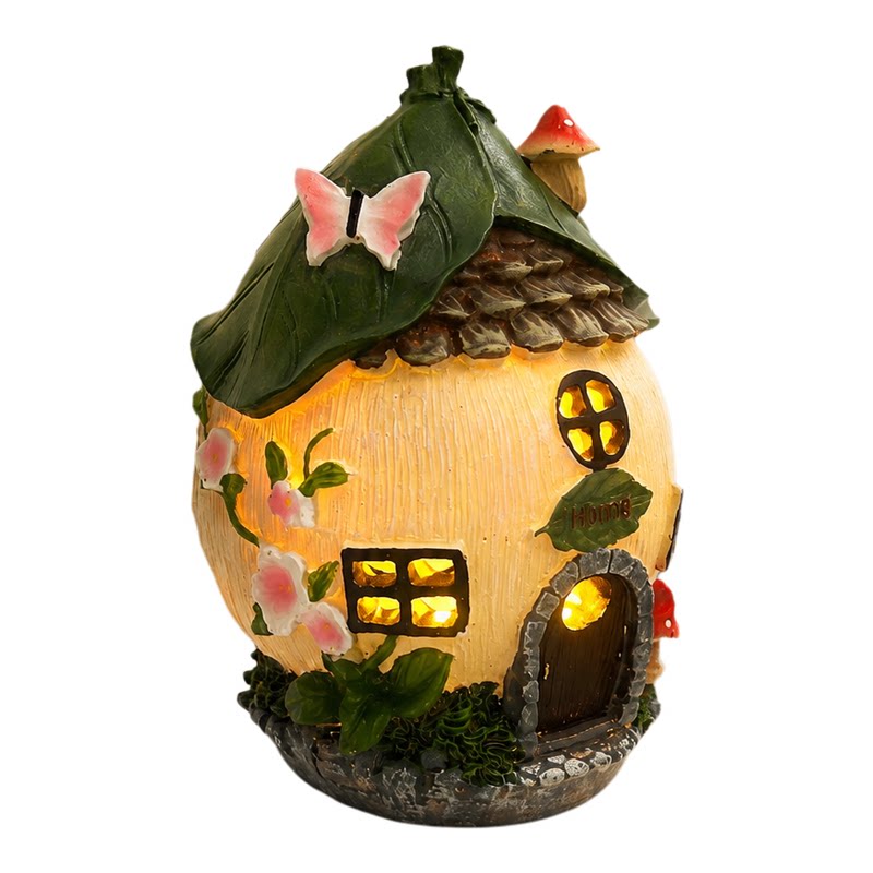 庭院太阳能发光树脂小屋摆件