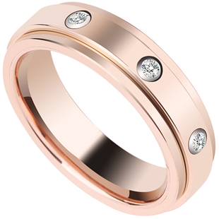 飒雅莫桑石戒指男款钻戒潮单身钨金转运可转动玫瑰金情侣对戒婚戒