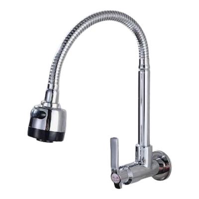 304不锈钢万向厨房入墙式全铜水龙头单冷菜盆水槽阳台通用可旋转