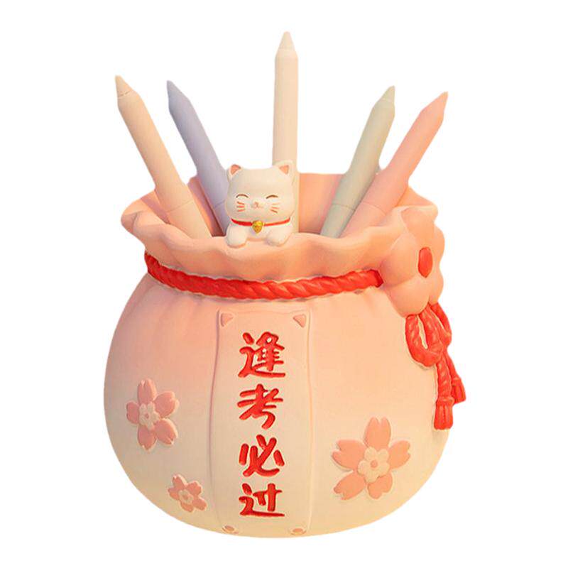 可爱招财猫笔筒办公桌面摆件学生书桌励志学习装饰品女孩生日礼物