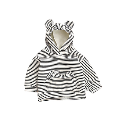 男宝宝冬季洋气保暖条纹连帽卫衣