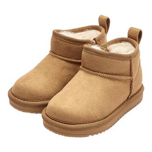 巴拉巴拉儿童雪地靴女童加绒短靴大童保暖靴子2025冬季新款童鞋厚