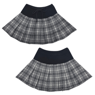 西子瓦日系古早风校园冬季薄呢料格子罗纹格纹A字裙短裙半身裙