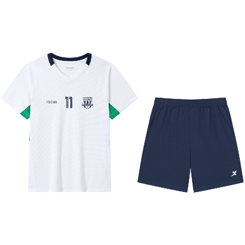 特步童装儿童套装夏季新款男童运动两件套女童足球短袖短裤运动服