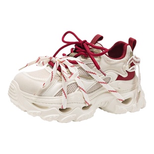 星期六爆款红色厚底增高老爹鞋女鞋2026新款时尚百搭运动休闲鞋子