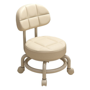 日本万向轮小凳子家用儿童滑轮移动板凳客厅圆凳真皮滑滑矮凳靠背