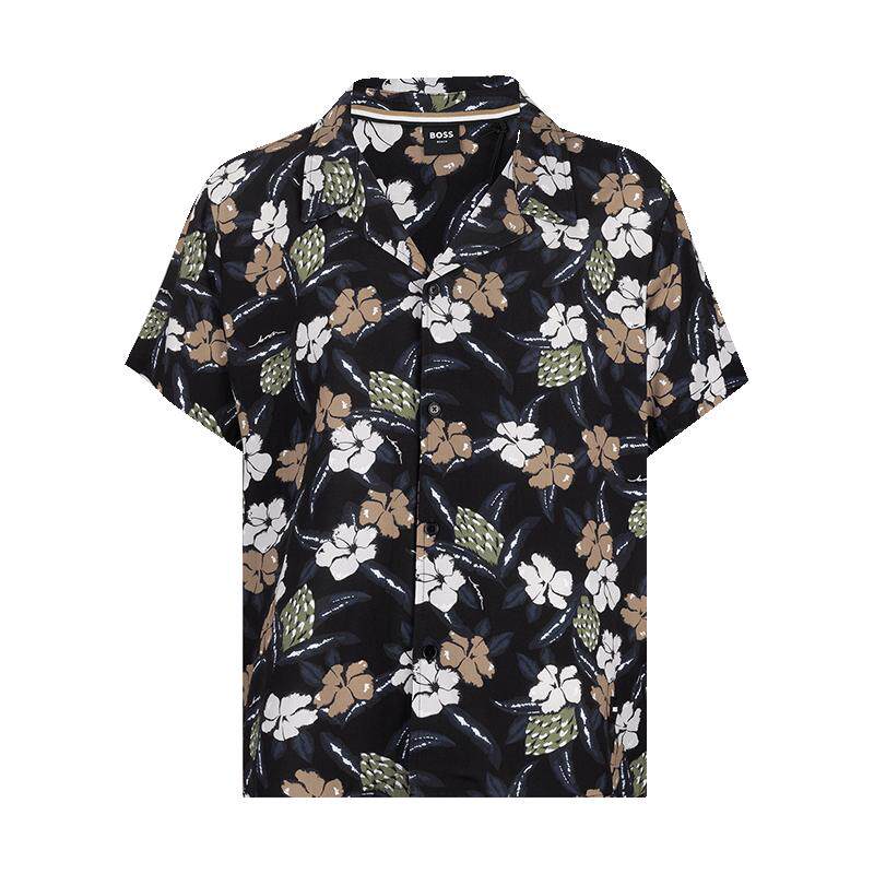 HugoBoss花卉印花短袖衬衫男士