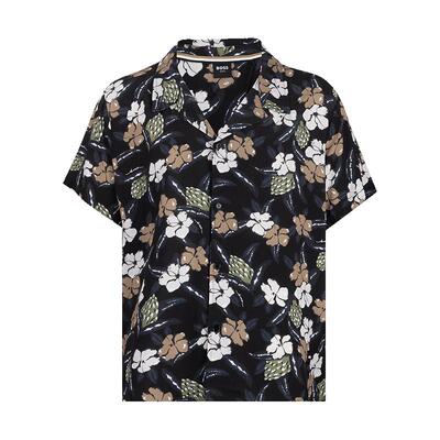 HugoBoss花卉印花短袖衬衫男士