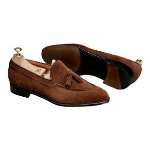 Mattina Rosetti男士手工真皮固特异一脚蹬流苏乐福鞋皮底皮鞋