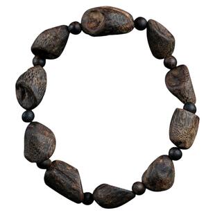 高端越南顺化黑奇楠沉香手串沉水瘤疤棋楠文玩手链随形桶珠佛珠男