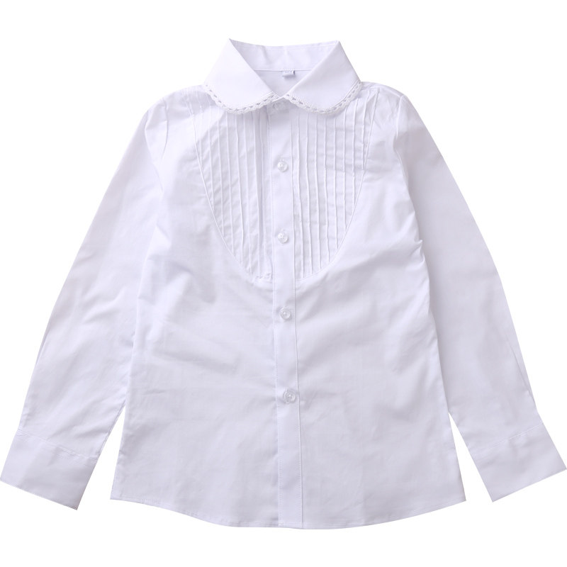 面料柔软有弹性女童校服白衬衫