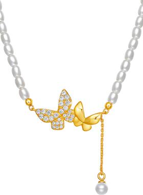 周六福S925银蝴蝶结项链女