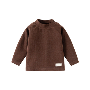 Oak mont儿童打底衫女童秋冬半高领保暖T恤远红蓄热丝绒宝宝上衣