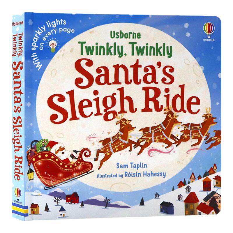 Usborne闪闪发光的圣诞老人雪橇之旅英文原版绘本 Twinkly Twinkly Santa's Sleigh Ride 精装欢乐圣诞发光硬页游戏书幼儿睡前故事