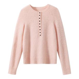 【温柔慰藉】绵羊毛+马海毛 经典亨利领插肩袖拉绒针织衫毛衣女