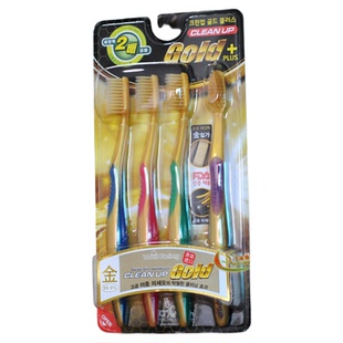 韩国牙刷4支家庭装纳米软毛成人牙刷情侣家用进口正品金牙刷