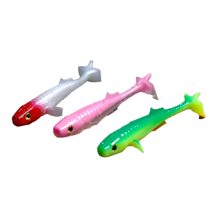 大梅鲨小飞鱼路亚T尾软饵浮水铅头钩黑坑鲈鱼鳜鱼软虫添诱鱼剂