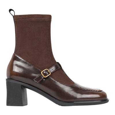 fed弹力瘦瘦靴女方头高跟小短靴