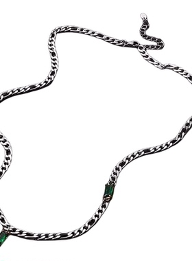 绿锆石拼接项链小众设计精致轻奢毛衣链男士高级感古巴链女锁骨链