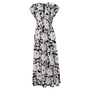 DVF2026春夏新款茶歇裙V领黑白摩登比芭玫瑰绉纱连衣裙DS1U034