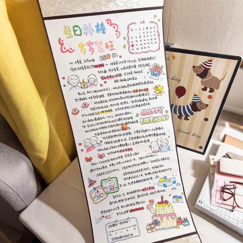 超长手写情书1米空白卷轴手绘信diy生日礼物七夕情人节表白神器