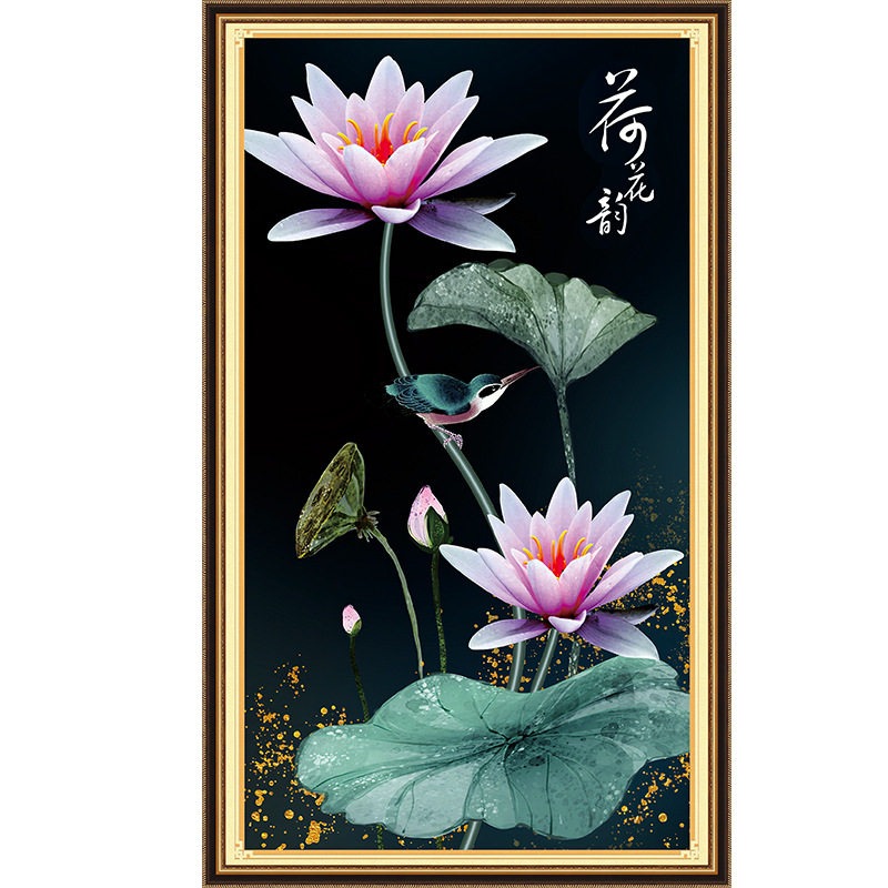 新款印花线玄关走廊竖版十字绣