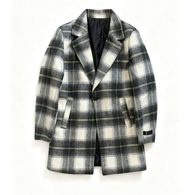 毛呢大衣男格子冬季中长款