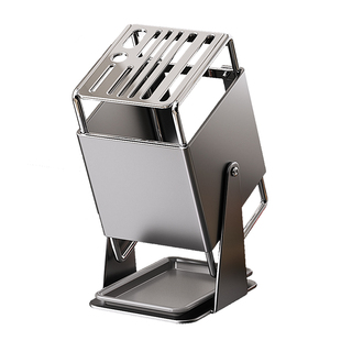 旋转刀架置物架厨房专用台面菜刀剪刀不锈钢一体刀座沥水收纳架子