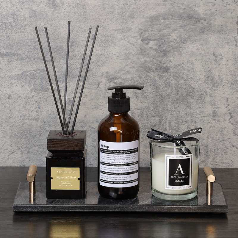 ?批发样板间卫生间摆件简约现代软装洗漱卫浴用品香薰托盘组合