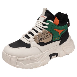 保暧大棉鞋子2025新款男款冬季皮面青少年学生加绒加厚高帮雪地靴