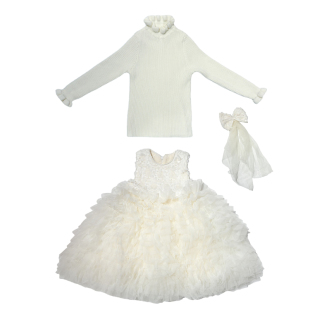 女童连衣裙2025新款洋气儿童加绒网纱蛋糕裙秋冬季公主蓬蓬礼服裙