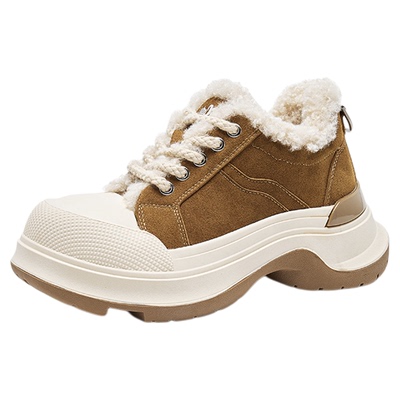 Lee Cooper毛毛休闲鞋2025冬季新款女鞋加绒棉鞋厚底增高老爹鞋女