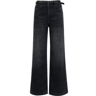 Vero Moda奥莱牛仔裤女2025秋冬新款加绒可拆腰带阔腿裤摩登气质