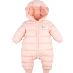 衣拉拉冬款婴儿轻羽绒服连体衣0-2岁男童女童保暖冬装小宝宝哈衣