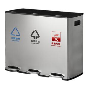 商用不锈钢分类垃圾桶家用厨房干湿分离脚踏客厅大容量双桶带盖号