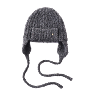 出口韩国~灰色巴拉克拉法帽女秋冬保暖冷帽针织毛线护耳飞行帽子