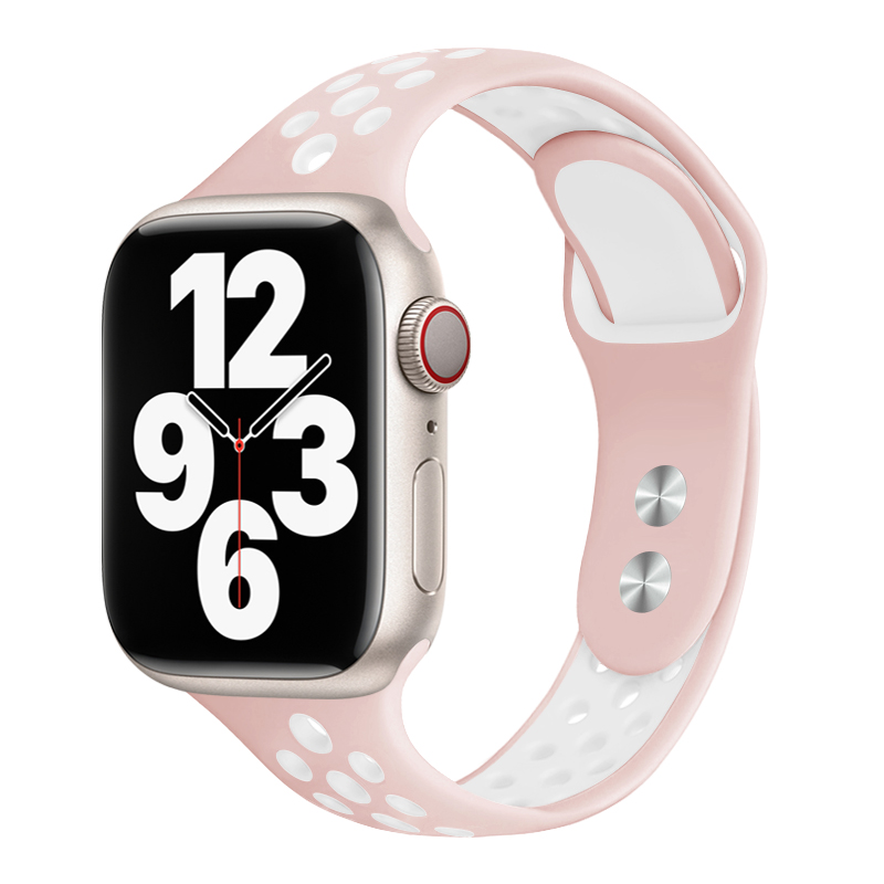 适用applewatch小蛮腰s9硅胶苹果手表s10表带iwatch10/9/8/7/6/5/4代SE细款S7手表带44/40/41/45mm可爱潮款女