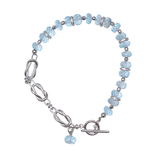 方糖家 天然算盘刻面托帕石纯银拼接手链轻奢小众2025新款手串女