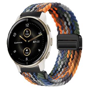 适用Garmin佳明Forerunner165/245/255/265尼龙venu 3S/2s编织磁吸Venu2Plus运动active5智能Move3 Trend表带