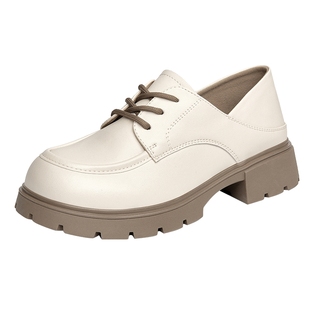 戈美其2025新款秋季真皮系带单鞋子英伦风学生平底乐福鞋女小皮鞋